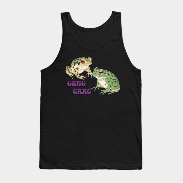 Gang Gang Frog Funny Cute Japanese Art Style Ukiyoe Meme Viral Tank Top by GrooveGeekPrints